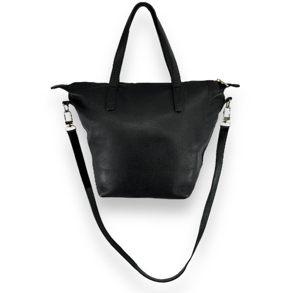 Cuyana Black Leather Tote with Detachable Strap